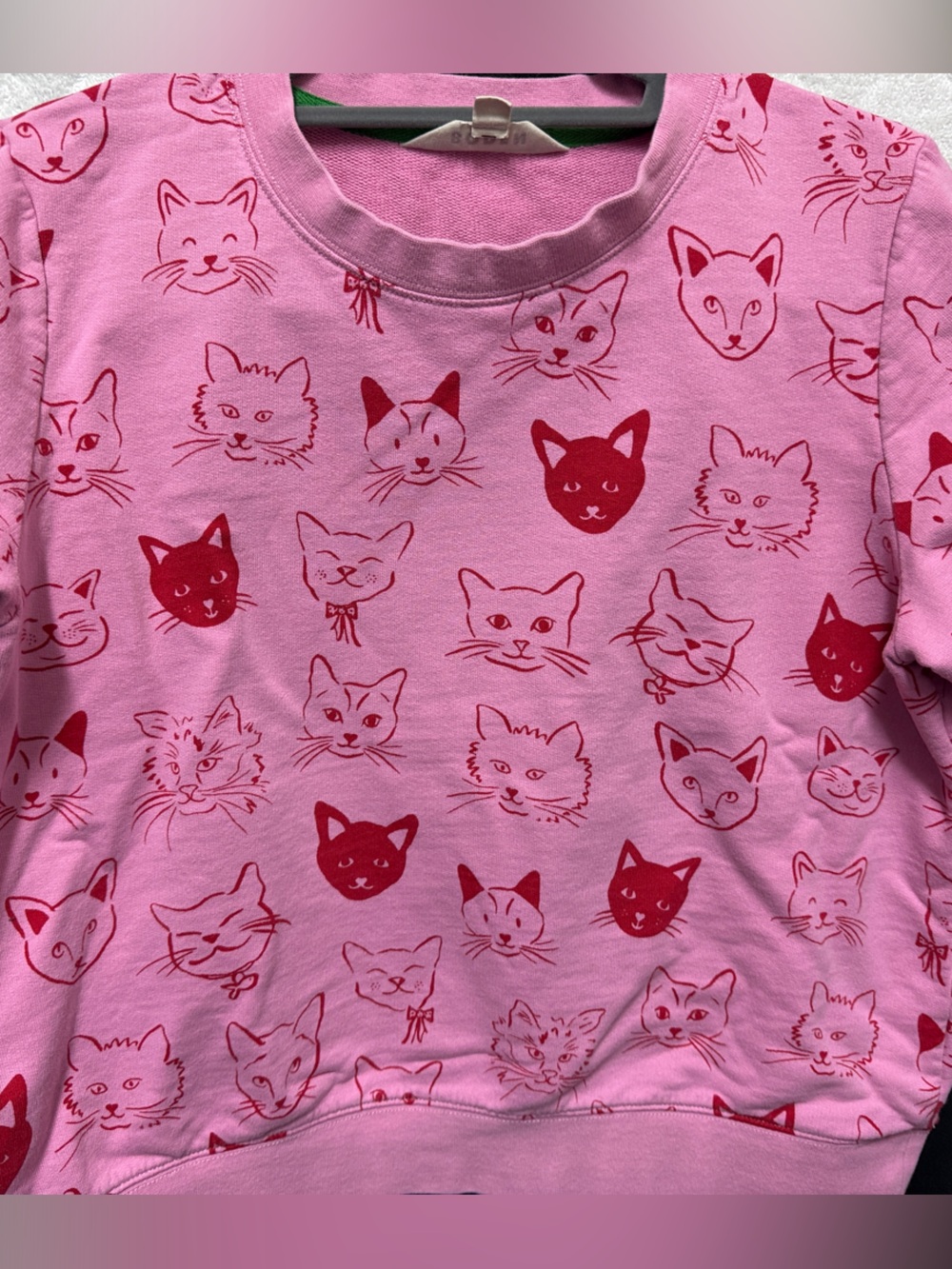 Boden Pink Cat Face Pullover